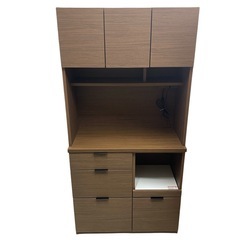 ニトリ　エトナ90　KB　MBR　食器棚　キッチンボード　茶　 幅89×奥42×高181cm　リサイクルショップ　朝霞市　ケイラック朝霞田島店　志木市　和光市　GM412の画像