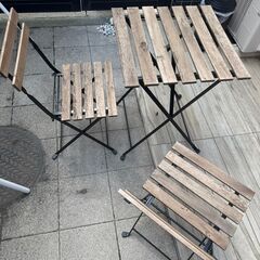 テーブル＆チェア2脚 屋外用, ブラック/ライトブラウンステイン IKEA TÄRNÖ テルノーの画像