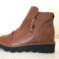 【未使用品】管理番号：D-27-2　複数サイズあり レディース 厚底 レザー 茶 の画像