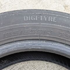 優良中古　工賃込み２０２２年製ダンロップ夏タイヤ　１５５／６５Ｒ１４　 ２本セットの画像