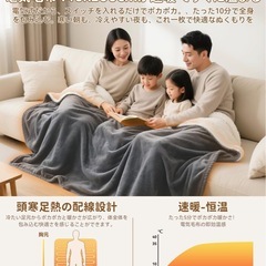 新品　電気毛布 敷き 掛け200×140cm 電気膝掛け ダブルサイズ グレー 大判の画像