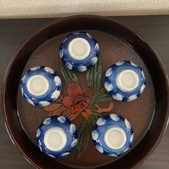 昭和レトロ　湯呑み5客　お盆の画像