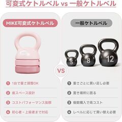 MIKE SPORT 可変式ケトルベル 3in1 初心者向け 5LB 8LB 12LB プレート調節可能 自宅トレーニングジム おしゃれ 筋トレ ダイエット器具の画像