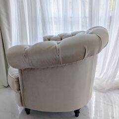 【引き取りに来ていただける方限定】輸入家具 アンティーク ロココ調 一人掛けソファ シルバーの画像