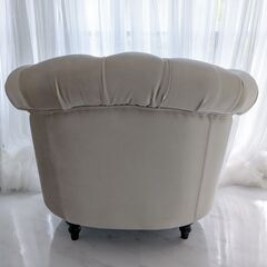 【引き取りに来ていただける方限定】輸入家具 アンティーク ロココ調 一人掛けソファ シルバーの画像