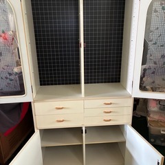 レトロポップ 食器棚 キャビネット 飾り棚 昭和レトロ アーチ 両開き ガラス戸ショーケース③の画像