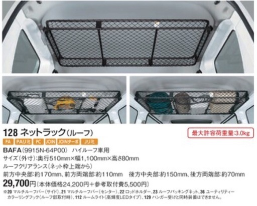 ⭐️エブリィ　DA17V  ネットラック　新車外し