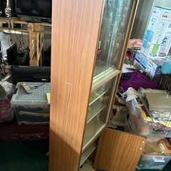 レトロ食器棚 キャビネット 飾り棚 昭和レトロ ガラス戸ショーケースの画像