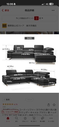関家具 L字カウチソファ