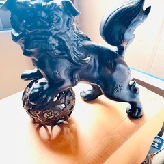 玉獅子 置物 / 和風置物 獅子 悪霊退散 縁起物 神社仏閣 魔除け 重いです の画像
