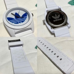 腕時計 adidas ブルー×ホワイト ラバーベルト時計の画像
