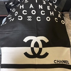 CHANEL 大判 ストール モノトーン 白×ブラック シャネルの画像