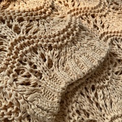 ★中古★ZAVEE★ベージュレース編み半袖ニット100%コットンの画像