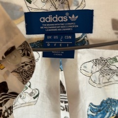 アディダス25オリジナルス総柄スニーカーボタンダウンシャツ白L半袖adidasの画像