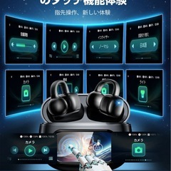 【新品未使用】① 【ANC対応・液晶付きイヤホン】骨伝導イヤホン bluetooth ワイヤレスイヤホン IPX7 耳掛け ノイズキャンセリング 多機能タッチスクリーン OWSイヤホン 耳を塞がない 小型/軽量 会議/運動/ゲームの画像