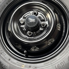 145/80r12 黒鉄チンホイールスタッドレスタイヤ5本付きの画像