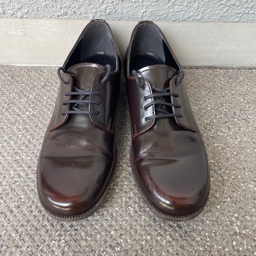 HARUTAダークブラウン レースアップ革靴24cmレディース