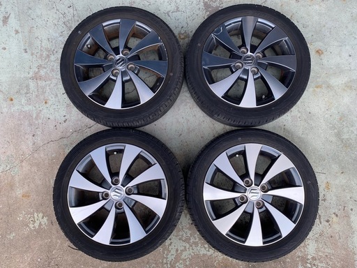 香川県　4本セット　スズキ　純正　15インチ　スティングレー　ワゴンR パレット　スペーシア等、なんでも使えます　アルミホイール　タイヤ2021年　6分山 165/55R15