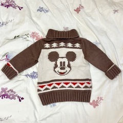 【美品】Disney★ニットパーカー★ニットセーター★ミッキー★ブラウンの画像