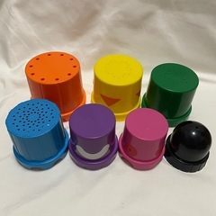 IKEA 型はめパズル　積み重ねカップ　知育玩具　木のおもちゃの画像