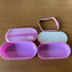 お弁当箱🍱2段式お箸付き🥢ゴムバンド付きランチボックス弁当箱ランチピンク白の画像