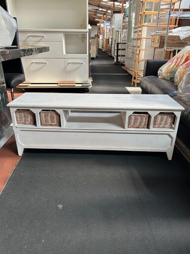 未使用品‼　萩原　アンティーク風　ホワイト　テレビ台　バスケットタイプ 未使用品‼ 萩原 アンティーク風 ホワイト テレビ台 バスケットタイプ