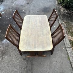 【リサイクルショップどりーむ天保山店】No.4203 ダイニングテーブルセット イス４脚 木製の画像