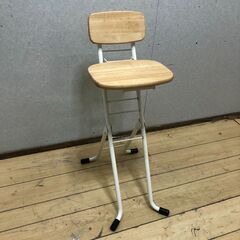 折りたたみハイチェア 背もたれ付き 木製座面 ナチュラルカラー キッチンチェア バースツール　【糸島市内 送料無料】250915-8の画像