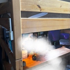 無印良品　無垢材　ロフトベッド＆机　パイン材の画像