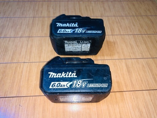 2個 中古 makita BL1860Bリチウムイオンバッテリー 18V 6.0Ah 純正 マキタ