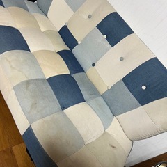 (難あり)パッチワークソファ　２人用の画像