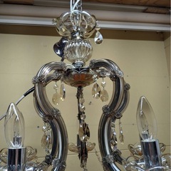 【中古】大阪引取限定　シャンデリア5灯　天井照明　クリスタル　ティアドロップ　クリスタル装飾【II117　KNIJ031】の画像