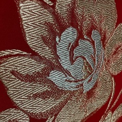 新品　赤に花模様の着物帯の画像