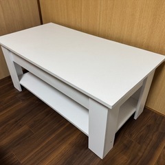 昇降式ローテーブル　白の画像