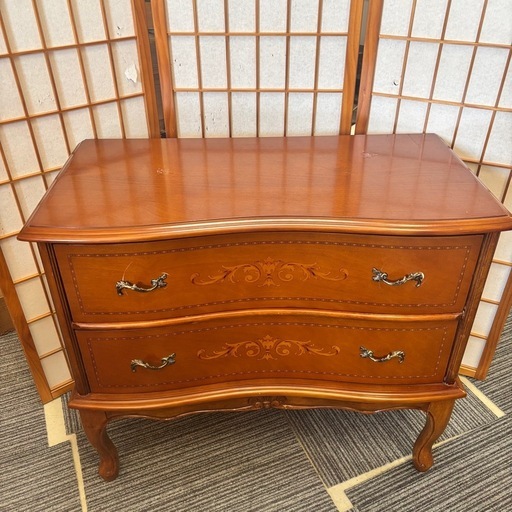 イタリア家具 チェスト アンティーク 6段 112cm 象嵌 イタリア製 猫脚 チェスト 木製 6段 完成品 茶 112cm 象嵌 ロココ調 イタリア 家具 猫脚