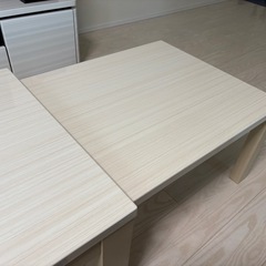 ホワイト木目調ローテーブル美品の画像