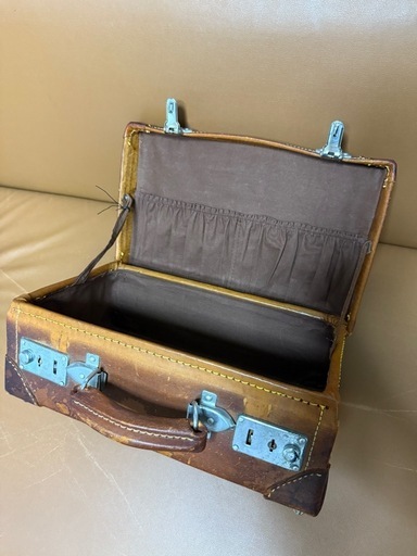 ヴィンテージ 皮製 ミニ トランクケース レトロ雑貨 古道具 (ぽ) 関目