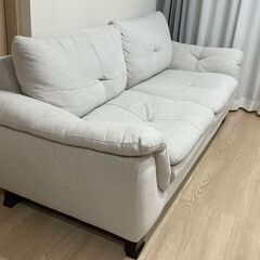 【引取限定/状態良好】ライトグレー 3人掛けソファ 幅約200cm 奥行88cmの画像