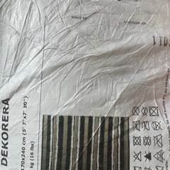 IKEA ラグ　カーペット　マット　絨毯　グリーン　緑　ふわふわ　ストライプ　縞模様の画像