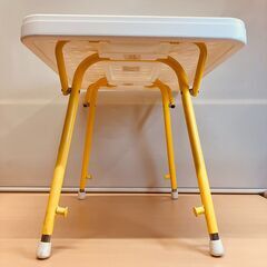 折りたたみ式ミニテーブル（ホワイト/イエロー）高さ６段階調整可能の画像