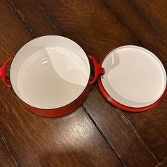 DANSK 赤 ホーロー鍋18cmの画像