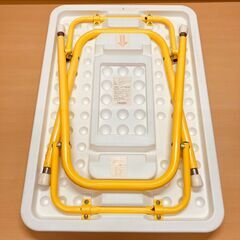 折りたたみ式ミニテーブル（ホワイト/イエロー）高さ６段階調整可能の画像