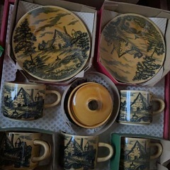 昭和レトロ　風景画のカップセットの画像