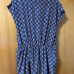 【古着】幾何学模様 半袖ワンピース　ゆったりめMサイズの画像