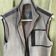 A/X ARMANI EXCHANGE アルマーニ ジップベスト フリース　メンズ サイズL グレー フリースベスト ベストの画像