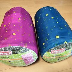 コールマン シュラフ(寝袋)　子供用２個（青とピンク）の画像