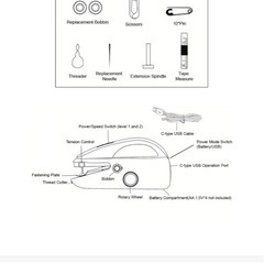 ハンドヘルドミシン USB電源付き 大型フットペダル＆ハンドル - アクセサリー一式（針、ボビン、電源コード）付きの画像