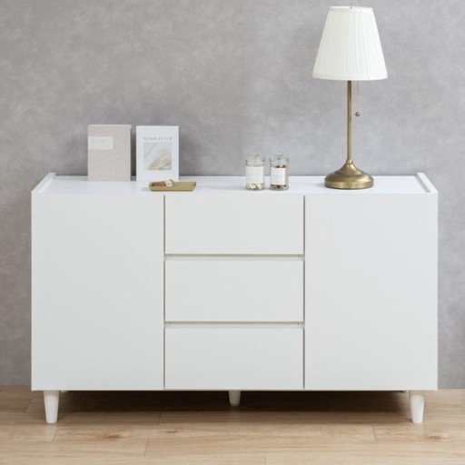 シェルフ キャビネット 引出し3段 脚付 フレンチシャビー調 幅120cm  日本製