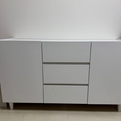 キャビネット 引出し3段 脚付 フレンチシャビー調 幅120cm  日本製の画像