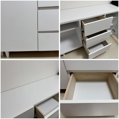 キャビネット 引出し3段 脚付 フレンチシャビー調 幅120cm  日本製の画像
